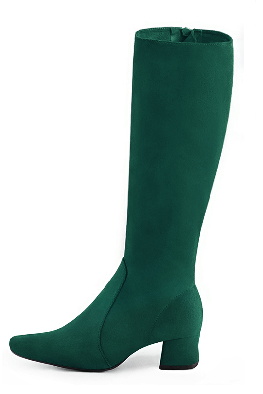 French elegance and refinement for these forest green feminine knee-high boots, 
                available in many subtle leather and colour combinations. Record your foot and leg measurements.
We will adjust this pretty boot with zip to your measurements in height and width.
You can customise your boots with your own materials, colours and heels on the 'My Favourites' page.
To style your boots, accessories are available from the boots page. 
                Made to measure. Especially suited to thin or thick calves.
                Matching clutches for parties, ceremonies and weddings.   
                You can customize these knee-high boots to perfectly match your tastes or needs, and have a unique model.  
                Choice of leathers, colours, knots and heels. 
                Wide range of materials and shades carefully chosen.  
                Rich collection of flat, low, mid and high heels.  
                Small and large shoe sizes - Florence KOOIJMAN